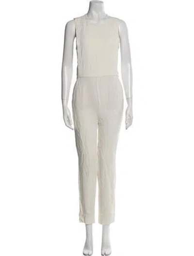 Pre-owned Theory Scoop Neck Jumpsuit In Neutral
