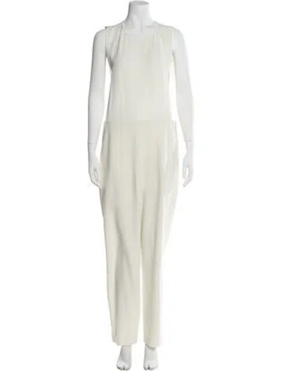 Pre-owned Theory Scoop Neck Jumpsuit In Neutral