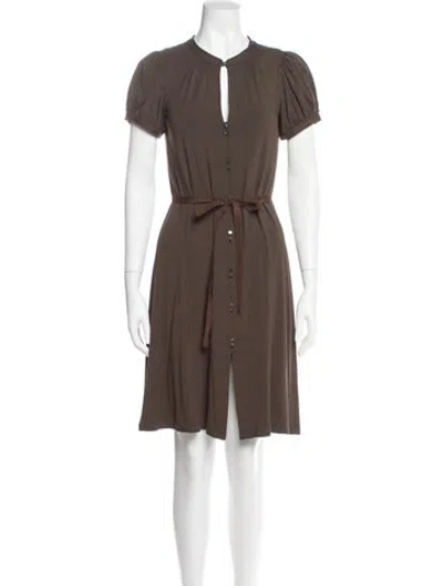 Pre-owned Theory Scoop Neck Knee-length Dress In Brown