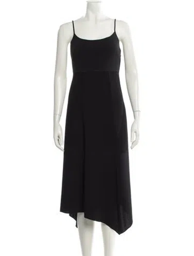 Pre-owned Theory Scoop Neck Midi Length Dress In Black