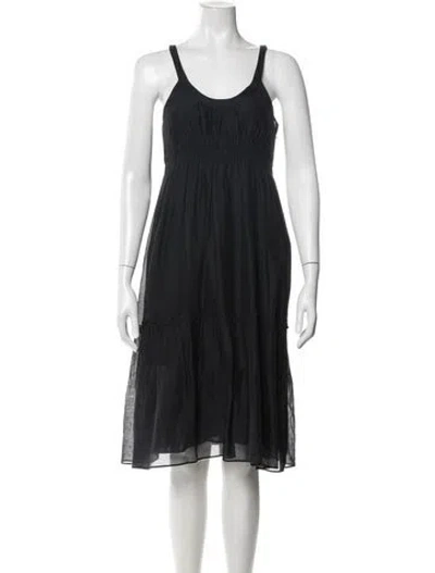 Pre-owned Theory Scoop Neck Midi Length Dress In Black
