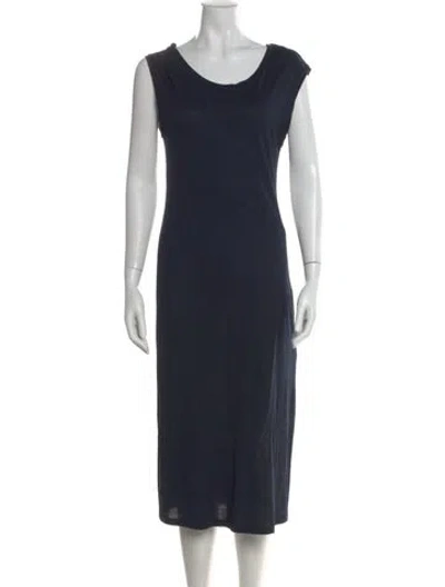 Pre-owned Theory Scoop Neck Midi Length Dress In Blue