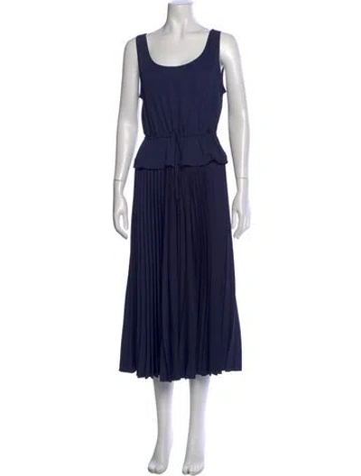 Pre-owned Theory Scoop Neck Midi Length Dress In Blue