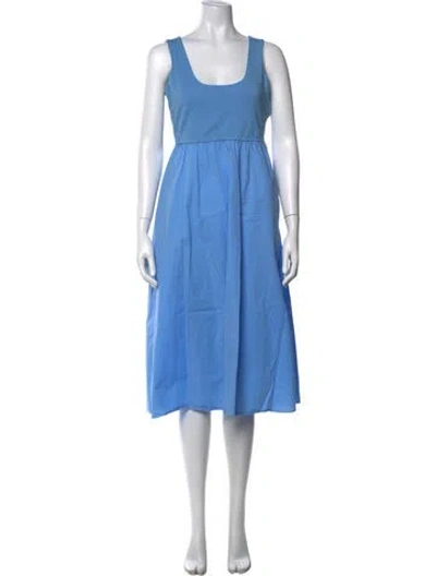 Pre-owned Theory Scoop Neck Midi Length Dress In Blue