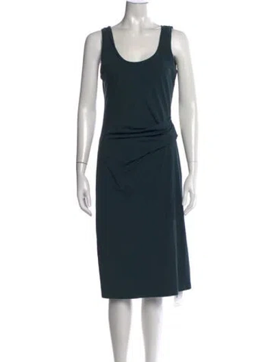 Pre-owned Theory Scoop Neck Midi Length Dress In Green