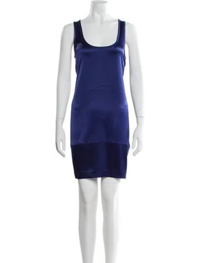 Pre-owned Theory Scoop Neck Mini Dress In Blue