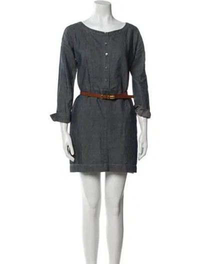 Pre-owned Theory Scoop Neck Mini Dress In Blue