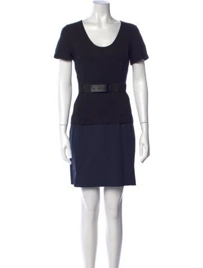 Pre-owned Theory Scoop Neck Mini Dress In Blue