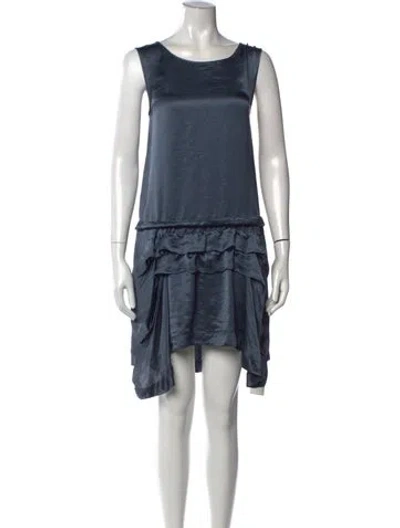 Pre-owned Theory Scoop Neck Mini Dress In Blue