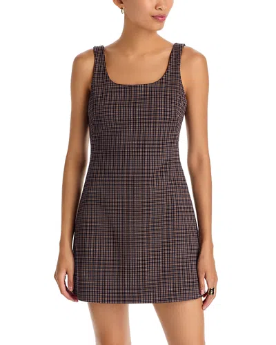 Theory Scoop Neck Mini Dress In Brown