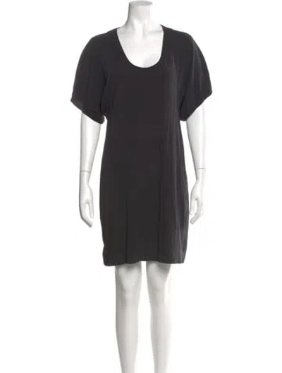 Pre-owned Theory Scoop Neck Mini Dress In Gray