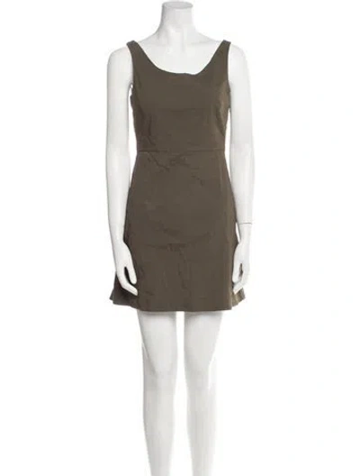 Pre-owned Theory Scoop Neck Mini Dress In Green