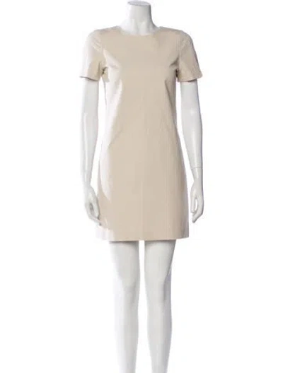 Pre-owned Theory Scoop Neck Mini Dress In Neutral