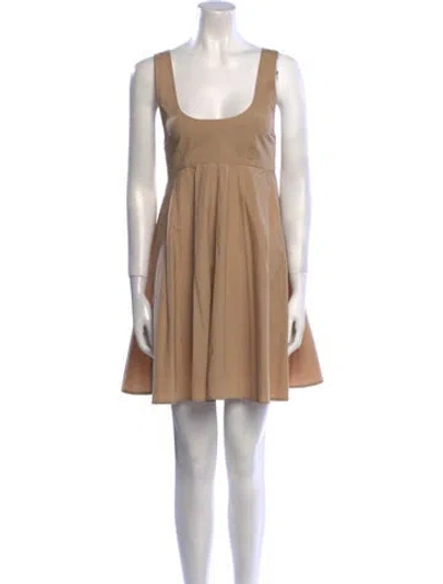 Pre-owned Theory Scoop Neck Mini Dress In Neutral