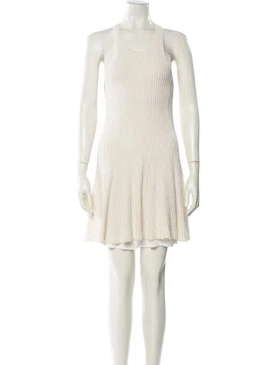 Pre-owned Theory Scoop Neck Mini Dress In Neutral