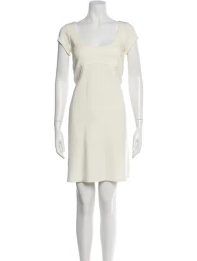 Pre-owned Theory Scoop Neck Mini Dress In Neutral