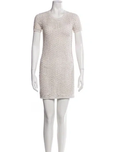 Pre-owned Theory Scoop Neck Mini Dress In Neutral