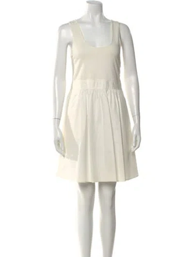 Pre-owned Theory Scoop Neck Mini Dress In Neutral