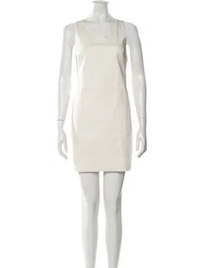 Pre-owned Theory Scoop Neck Mini Dress In Neutral