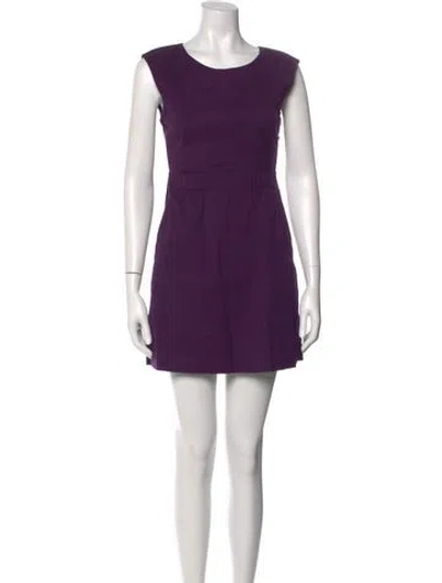 Pre-owned Theory Scoop Neck Mini Dress In Purple
