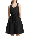 Theory Sleeveless Drawstring Dress In Cotton-blend In Black