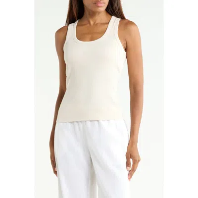 Theory Scoop Neck Ribbed Tank In White