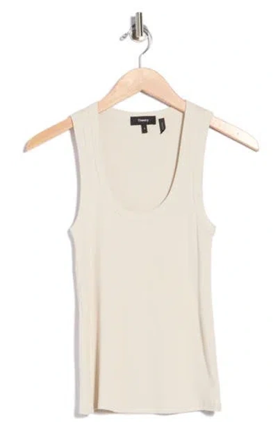 Theory Scoop Neck Ribbed Tank In Sand