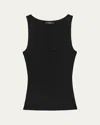 Theory Scoop-neck Ribbed Tank Top In Black