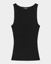 Theory Scoop-neck Ribbed Tank Top In Black