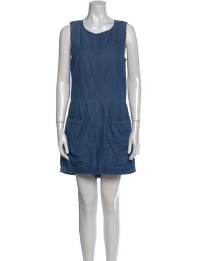 Pre-owned Theory Scoop Neck Romper In Blue