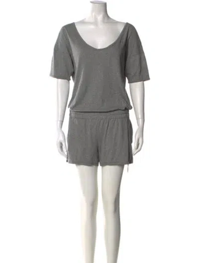 Pre-owned Theory Scoop Neck Romper In Gray