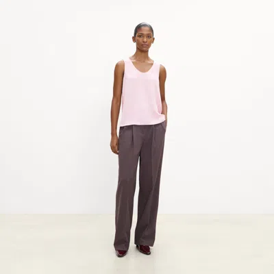 Theory Scoop Neck Shell Top In Silk Georgette In Pink