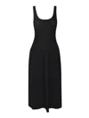 Theory Scoop Neckline Midi Dress With Flared Skirt In Black
