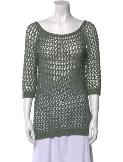Pre-owned Theory Scoop Neck Sweater In Green