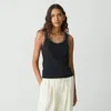 Theory Scoop Neck Tank Top In Compact Stretch Knit In Black