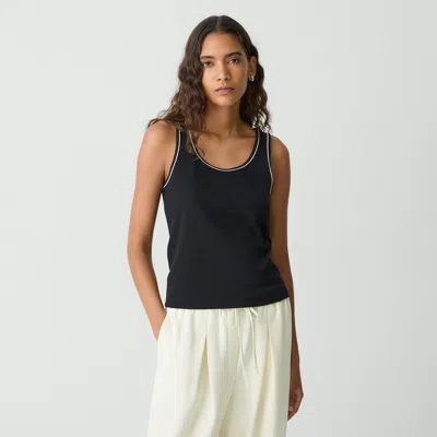 Theory Scoop Neck Tank Top In Compact Stretch Knit In Black
