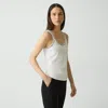 Theory Scoop Neck Tank Top In Compact Stretch Knit In Ivory