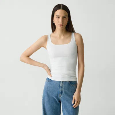 Theory Scoop Neck Tank Top In Stretch Nylon In White