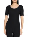 Theory Bleecke Texture Scoop Neck T-shirt In Black