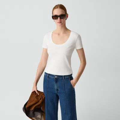 Theory Scoop Neck Tee In Cotton In Neutral