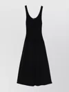 Theory Scoop Neckline Midi Dress With Flared Skirt In Green