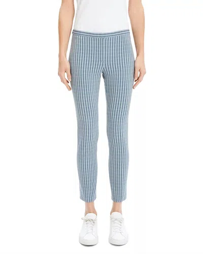 Theory Screen Viscose Classic Skinny Pants In Navy Stripe In Blue