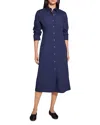 Theory Linen Blend Shirtdress In Nocturnal Navy