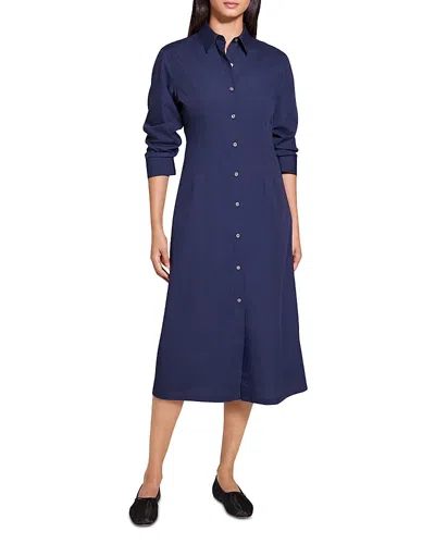 THEORY A-LINE MIDI DRESS IN SLEEK POPLIN