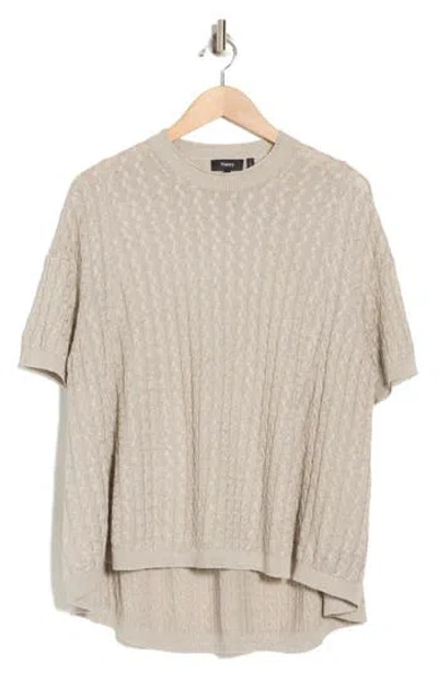 Theory Sculpted Cable Stitch Sweater In Faded Oat