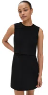 Theory Crepe Sculpted Layer Mini Dress In Black