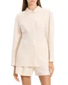 Theory Sculpted Seam Long Sleeve Button-up Shirt In Neutral