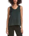 Theory Sculpted Straight Shell Silk Top In Green