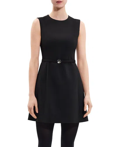 Theory Sculpted Wool-blend Mini Dress In Black