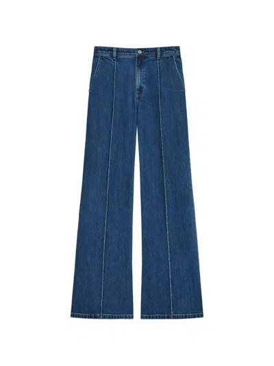 Theory Seam-detail Wide-leg Jeans In Blue